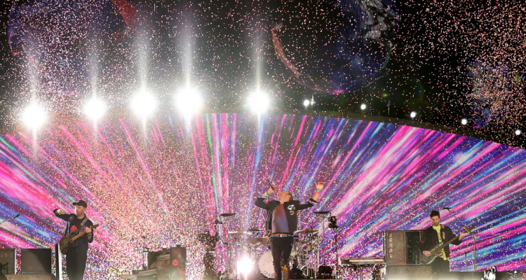 The UK band Coldplay performs on stage at Perth’s Optus Stadium in November last year. Photograph: Paul Kane/Getty Images